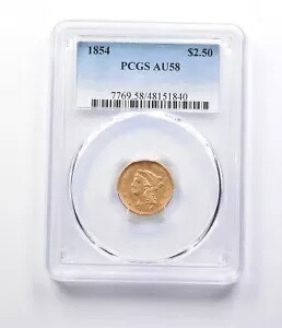 AU58 1854 $2.50 リバティ ヘッド ゴールド クォーター イーグル PCGS *4111｜WORLD RESOURCE【KING店】 309,375円