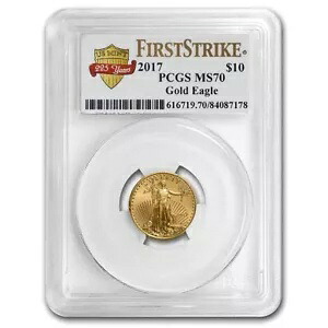 2017 1/4 オンス ゴールド イーグル MS-70 PCGS (FS?、米国造幣局記念ラベル)