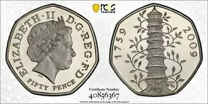 イギリス 2009 キュー ガーデンズ ピードフォルト 50 ペンス シルバー プルーフ PCGS PR68DCAM｜WORLD RESOURCE【KING店】