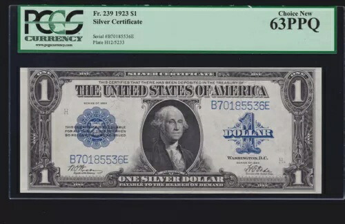 US 1923 $1 シルバー証明書 FR 239 PCGS 63 PPQ Ch CU (-536)｜WORLD RESOURCE【KING店】