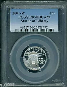 2001-W $25 プラチナ イーグル 1/4 オンス自由の女神 PCGS PF70 プルーフ PR70｜WORLD RESOURCE【KING店】