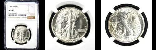 1942-D 50C NGC MS66- PQ ウォーキング リバティ ハーフ｜WORLD RESOURCE【KING店】