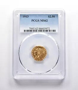 MS62 1913 $2.50 インディアン ヘッド ゴールド クォーター イーグル PCGS *2028|WORLD RESOURCE【KING店】