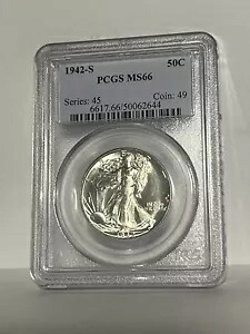 1942-S ウォーキング リバティ シルバー ハーフダラー - PCGS MS 66