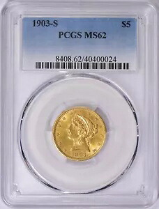 1903-S リバティ ヘッド ハーフ イーグル $5 ゴールド PCGS MS62｜WORLD RESOURCE【KING店】