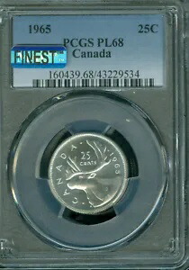 1965 カナダ 25 セント PCGS PL68 MAC 最高級グレード MAC スポットレス *｜WORLD RESOURCE【KING店】