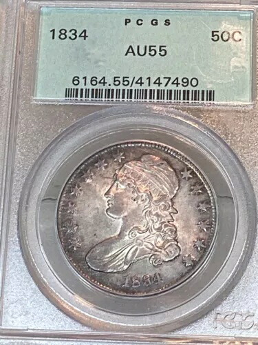 1834 キャップドバスト ハーフダラー .50 OGH PCGS AU55 (見た目はミリ秒)|WORLD RESOURCE【KING店】