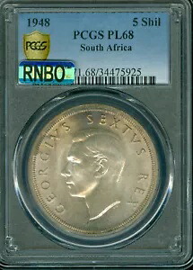 1948 南アフリカ 5 シリング PCGS PL68 PQ RNBO レインボー MAC 最高級 & スポットレス *|WORLD RESOURCE【KING店】