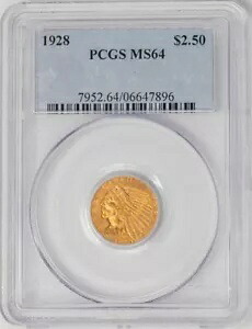 1928 $2 1/2 ゴールド インディアン MS64 PCGS 949366-4|WORLD RESOURCE【KING店】