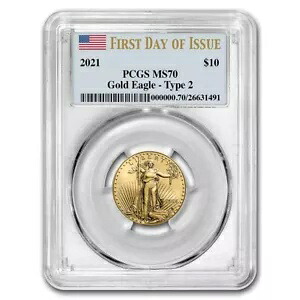 2021 1/4oz アメリカンゴールドイーグル (タイプ2) MS-70 PCGS (FDI) 331,650円