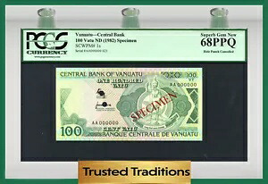 TT PK 1s 1982 VANUATU ??100 VATU 「ロングゴッド ユミ スタナップ」 PCGS 68 PPQ 超レア！｜WORLD RESOURCE【KING店】