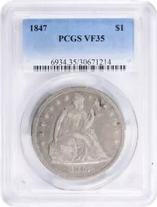 1847年 リバティ シーテッド シルバー ダラー VF35 PCGS 328,680円