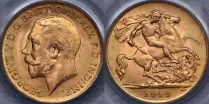 イギリス 1913 ハーフ ソブリン - PCGS MS65