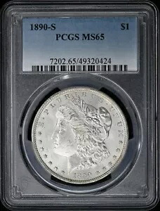 1890-S $1 モルガン ドル PCGS MS65