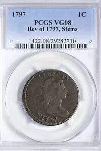 1797 Rev 1797、ステム ドレープ バスト ラージ セント PCGS VG8 VG08 見た目はきれいです! RHWV
