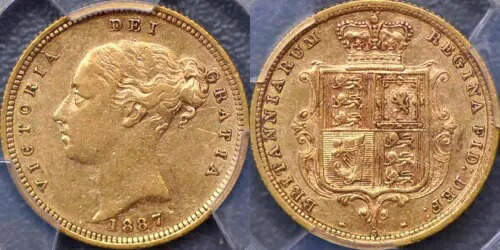 オーストラリア 1887 シドニー ヤング ヘッド ハーフ ソブリン - PCGS AU50