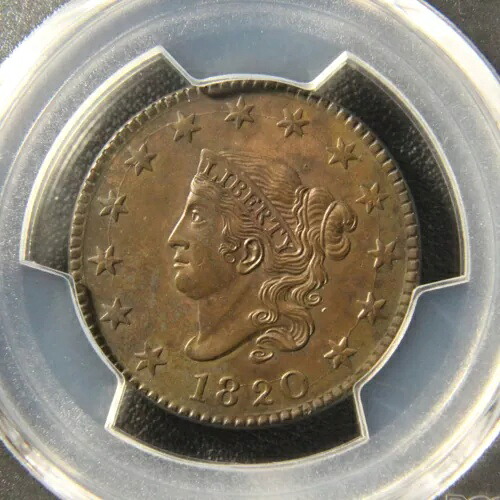 1820 コロネット ヘッド ラージ セント、N-13、PCGS MS-63、ラージ デイト