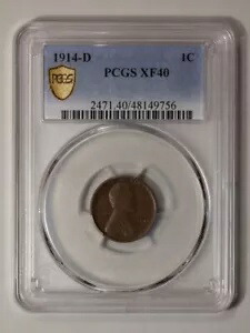 1914-D 1C リンカーン セント - タイプ 1 ウィート リバース PCGS XF40BN