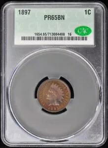 1897 1C インディアン セント - タイプ 3 ブロンズ CACG PR65BN (CAC)