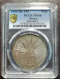 PCGS MS64 ペソ 1908-Mo AM KM-409.2 メキシコ コレクターズコイン