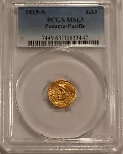 1915 S パナマ パシフィック PAN PAC ゴールド 1 ドル $1 PCGS MS63 未流通