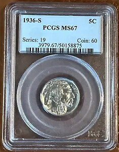 1936 S バッファロー ニッケル 5C PCGS MS67 - サンフランシスコ