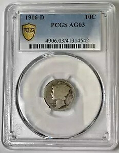 1916 D マーキュリー リバティ ヘッド ダイム PCGS AG-3