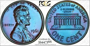 1961 1C PCGS PR67BN リンカーン #66 サファイア トーン TrueView - RicksCafeAmerican.com