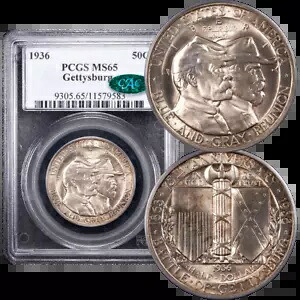 1936 ゲティスバーグ記念ハーフ (50c) PCGS MS65 CAC