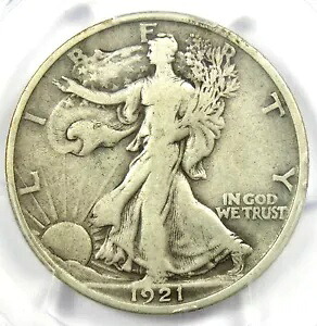 1921-D ウォーキング リバティ ハーフダラー 50C コイン - 認定 PCGS F12 - 希少な日付!