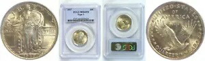 1917 T-1 25C スタンディング リバティ クォーター PCGS MS-64 FH