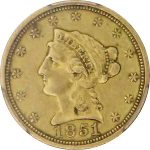 1851-O XF45 リバティ ヘッド クォーター イーグル、PCGS 44941194 343,035円