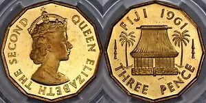フィジー 1961 プルーフ 3 ペンス - PCGS PR63