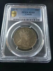 1906 PCGS 等級カナダ銀 ?50 セント、**AU-53** 423,720円