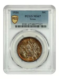1934 50C テキサス PCGS MS67 - クラシック シルバー 記念品