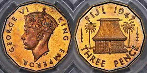 フィジー 1947 プルーフ VIP 3 ペンス - PCGS PR64