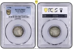 1790 イギリス ジョージ 3 世 シルバー パターン シックス 6 ペンス コイン PCGS グレード PR 63