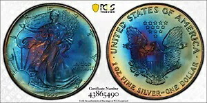 1993 $1 アメリカン シルバー イーグル 両面ブルーベリー トーン PCGS MS68 #5490