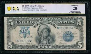 AC Fr 281 1899 $5 シルバー証明書 PCGS 20 チーフノート