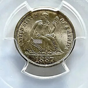 1887 10C シーテッド リバティ PCGS MS 66