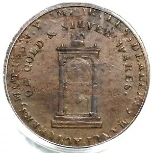 1789 PCGS AU 55 薄いプランシェ、プレーンエッジ モット トークン 銅貨