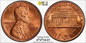 1980 PCGS MS65RD レッド FS-101 レッド DDO ダブルダイ 表面 リンカーン セント