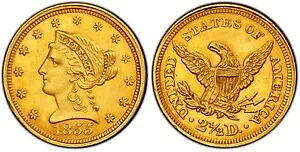 1855 $2.50 PCGS AU58