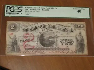 1874 ビンガム キャニオン & キャンプ フロイド鉄道会社 - ユタ州ソルトレイクシティ $2 PCGS 40