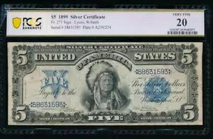 AC Fr 271 1899 $5 シルバー証明書 PCGS 20 チーフノート