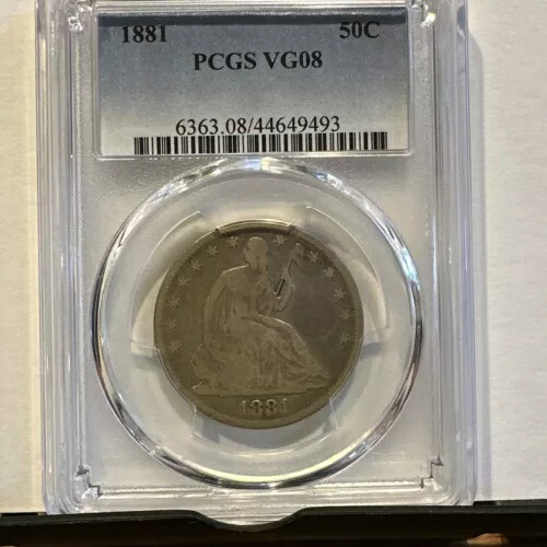 1881 年着席リバティ ハーフダラー PCGS VG 08