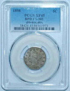 1898 PCGS XF45 FS-302 RPD リパンチド デイト リバティ V ニッケル