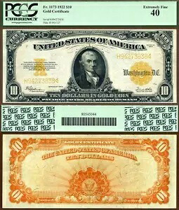 1922 年 $10 ゴールド証明書 FR-1173 PCGS グレードは PPQ ではありませんが、非常に良好です