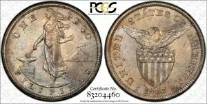 米国フィリピン 1907-S 1 ペソ PCGS MS 62