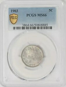 1903 リバティ ニッケル 5c MS66 セキュア PCGS 949097-3